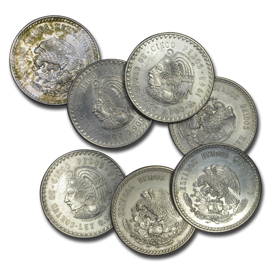 1947-1948 Mexico Silver 5 Pesos Cuauhtemoc Cull (ASW .8681 oz) 1947-1948 Mexico Silver 5 Pesos Cuauhtemoc Cull (ASW .8681 oz)